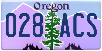 OR license plate 028ACS