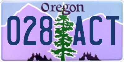 OR license plate 028ACT
