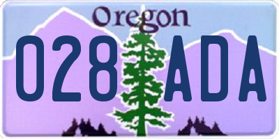 OR license plate 028ADA