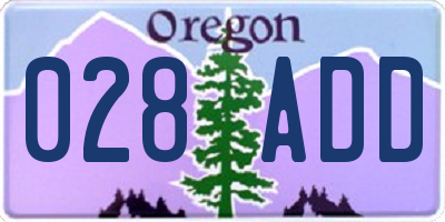 OR license plate 028ADD