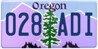 OR license plate 028ADI