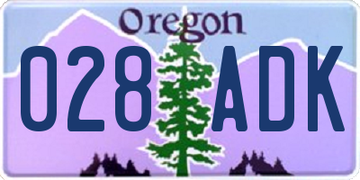 OR license plate 028ADK