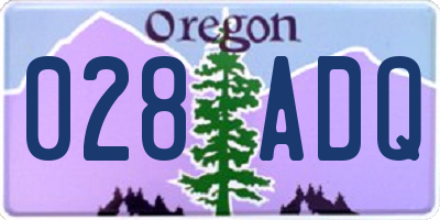 OR license plate 028ADQ