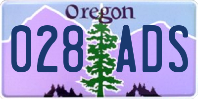 OR license plate 028ADS