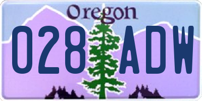 OR license plate 028ADW