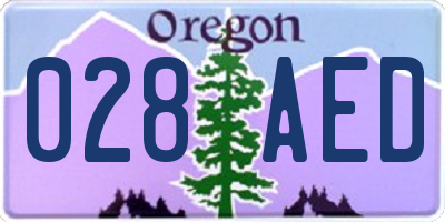 OR license plate 028AED