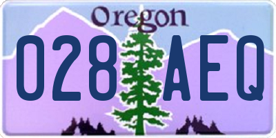 OR license plate 028AEQ