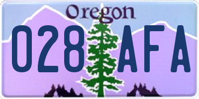 OR license plate 028AFA