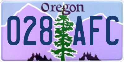 OR license plate 028AFC