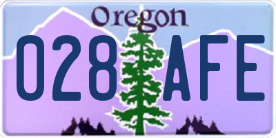 OR license plate 028AFE