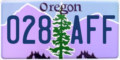 OR license plate 028AFF