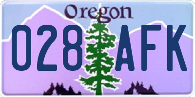 OR license plate 028AFK