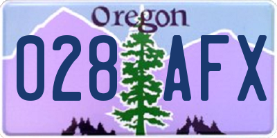 OR license plate 028AFX