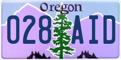 OR license plate 028AID
