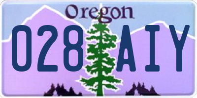 OR license plate 028AIY