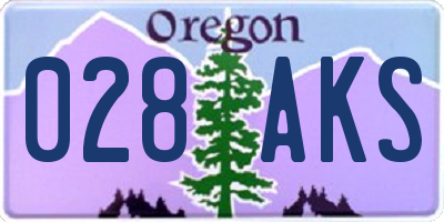 OR license plate 028AKS