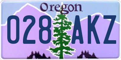 OR license plate 028AKZ