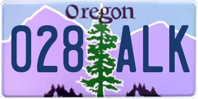 OR license plate 028ALK