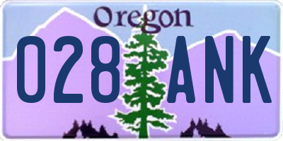 OR license plate 028ANK