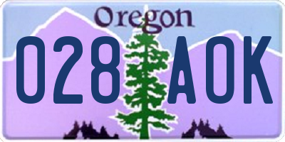 OR license plate 028AOK