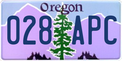 OR license plate 028APC