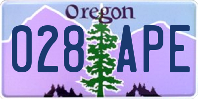 OR license plate 028APE