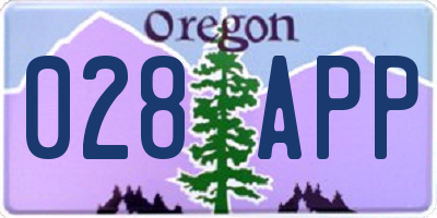 OR license plate 028APP