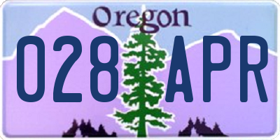 OR license plate 028APR
