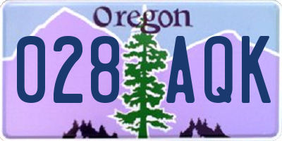 OR license plate 028AQK