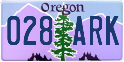 OR license plate 028ARK