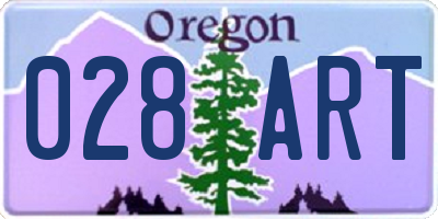OR license plate 028ART