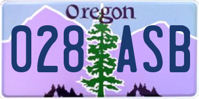 OR license plate 028ASB