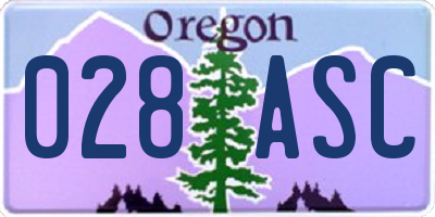 OR license plate 028ASC