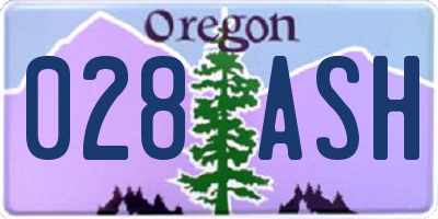 OR license plate 028ASH