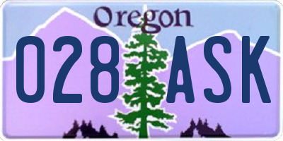 OR license plate 028ASK