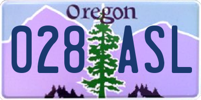 OR license plate 028ASL