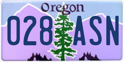 OR license plate 028ASN