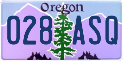 OR license plate 028ASQ