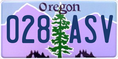 OR license plate 028ASV