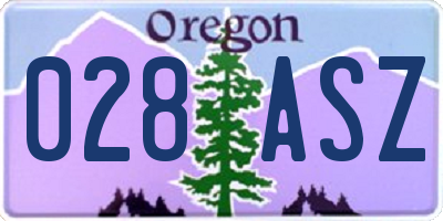 OR license plate 028ASZ
