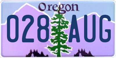 OR license plate 028AUG