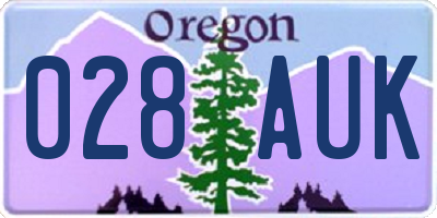 OR license plate 028AUK