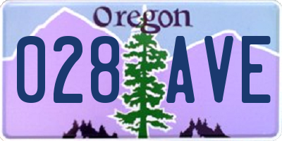 OR license plate 028AVE