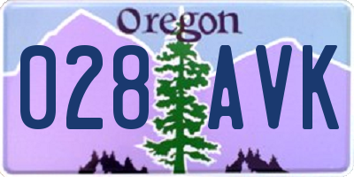 OR license plate 028AVK