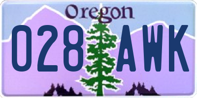 OR license plate 028AWK