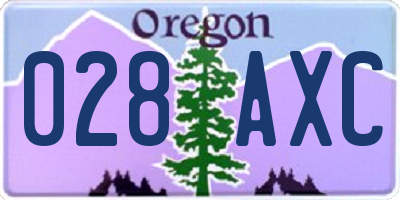 OR license plate 028AXC