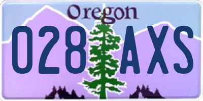 OR license plate 028AXS