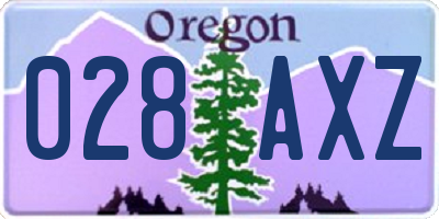 OR license plate 028AXZ