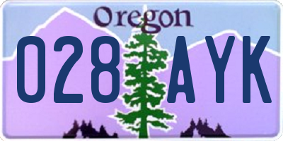 OR license plate 028AYK