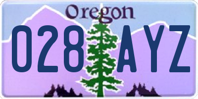 OR license plate 028AYZ